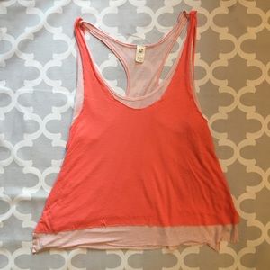 Free People pink coral karmen dual layer tank top